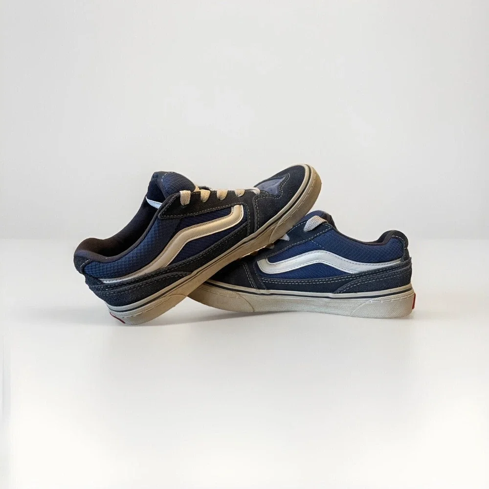 VANS Caldrone Sneakers Blue Suede Mesh Skater Shoe Youth‎ Size 5